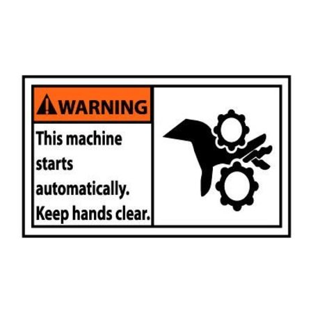 NATIONAL MARKER CO Graphic Machine Labels - Warning This Machine Starts Automatically, 5 Pack WGA1AP